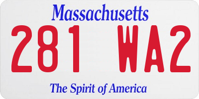 MA license plate 281WA2