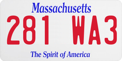 MA license plate 281WA3