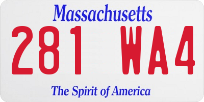 MA license plate 281WA4