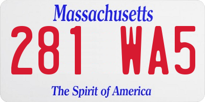 MA license plate 281WA5