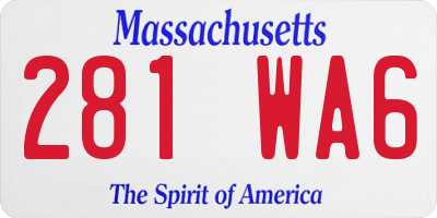 MA license plate 281WA6