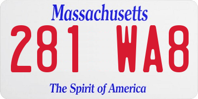 MA license plate 281WA8