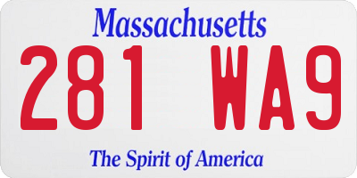 MA license plate 281WA9