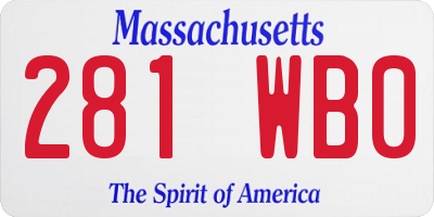 MA license plate 281WB0