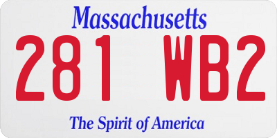 MA license plate 281WB2