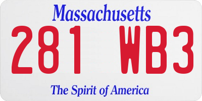 MA license plate 281WB3