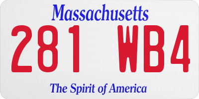 MA license plate 281WB4