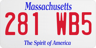 MA license plate 281WB5