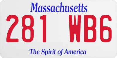 MA license plate 281WB6