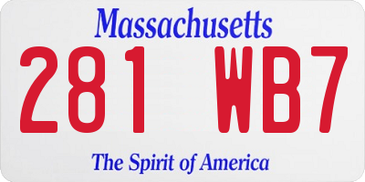 MA license plate 281WB7