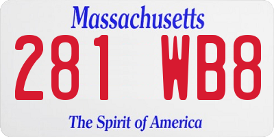 MA license plate 281WB8