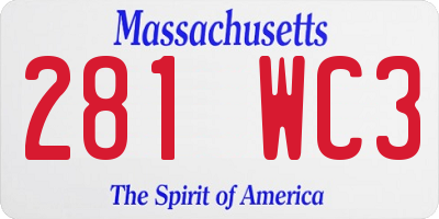 MA license plate 281WC3