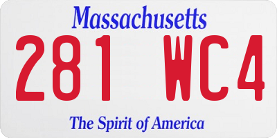 MA license plate 281WC4