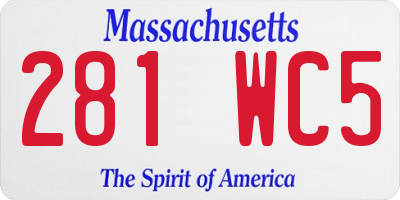 MA license plate 281WC5