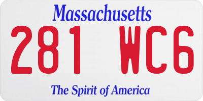 MA license plate 281WC6