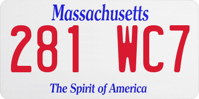 MA license plate 281WC7