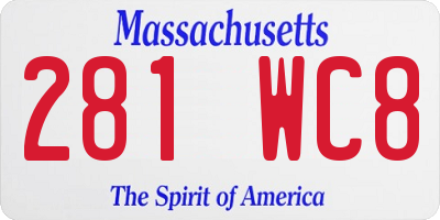 MA license plate 281WC8