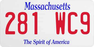 MA license plate 281WC9