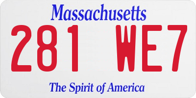 MA license plate 281WE7
