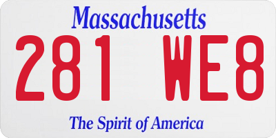 MA license plate 281WE8