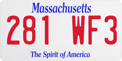 MA license plate 281WF3