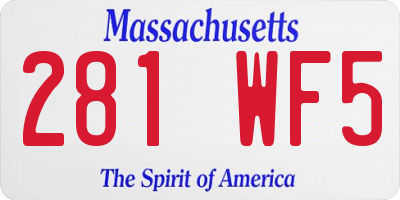 MA license plate 281WF5