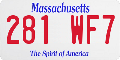 MA license plate 281WF7