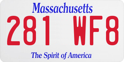 MA license plate 281WF8