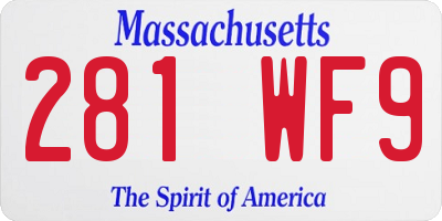 MA license plate 281WF9