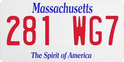 MA license plate 281WG7