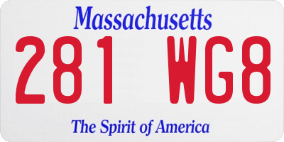 MA license plate 281WG8