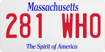 MA license plate 281WH0