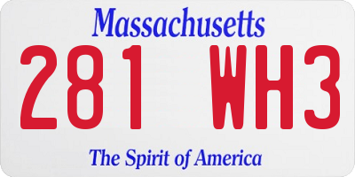 MA license plate 281WH3