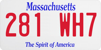 MA license plate 281WH7
