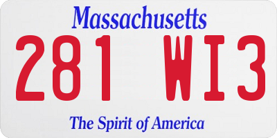 MA license plate 281WI3
