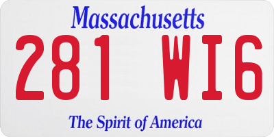 MA license plate 281WI6