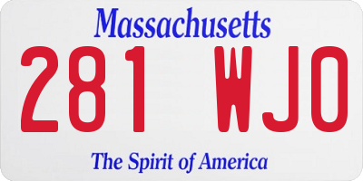 MA license plate 281WJ0
