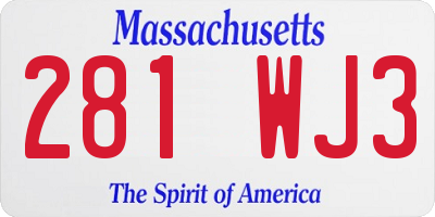 MA license plate 281WJ3