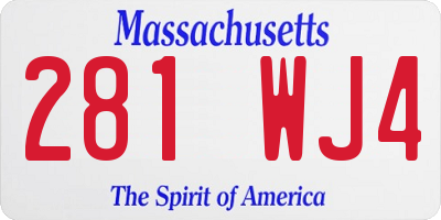 MA license plate 281WJ4