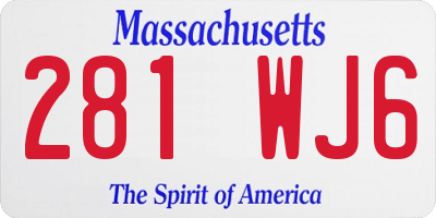 MA license plate 281WJ6