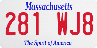 MA license plate 281WJ8