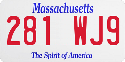 MA license plate 281WJ9