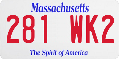 MA license plate 281WK2