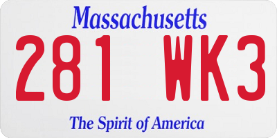 MA license plate 281WK3