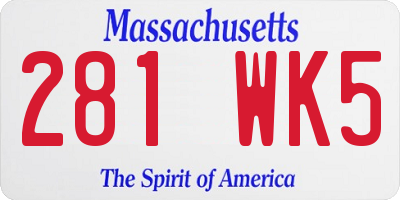 MA license plate 281WK5