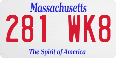 MA license plate 281WK8