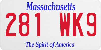 MA license plate 281WK9