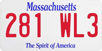 MA license plate 281WL3