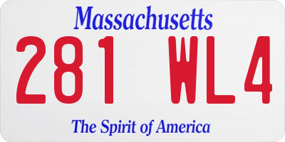 MA license plate 281WL4