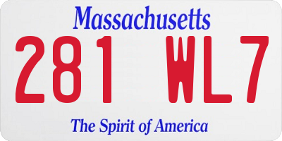 MA license plate 281WL7